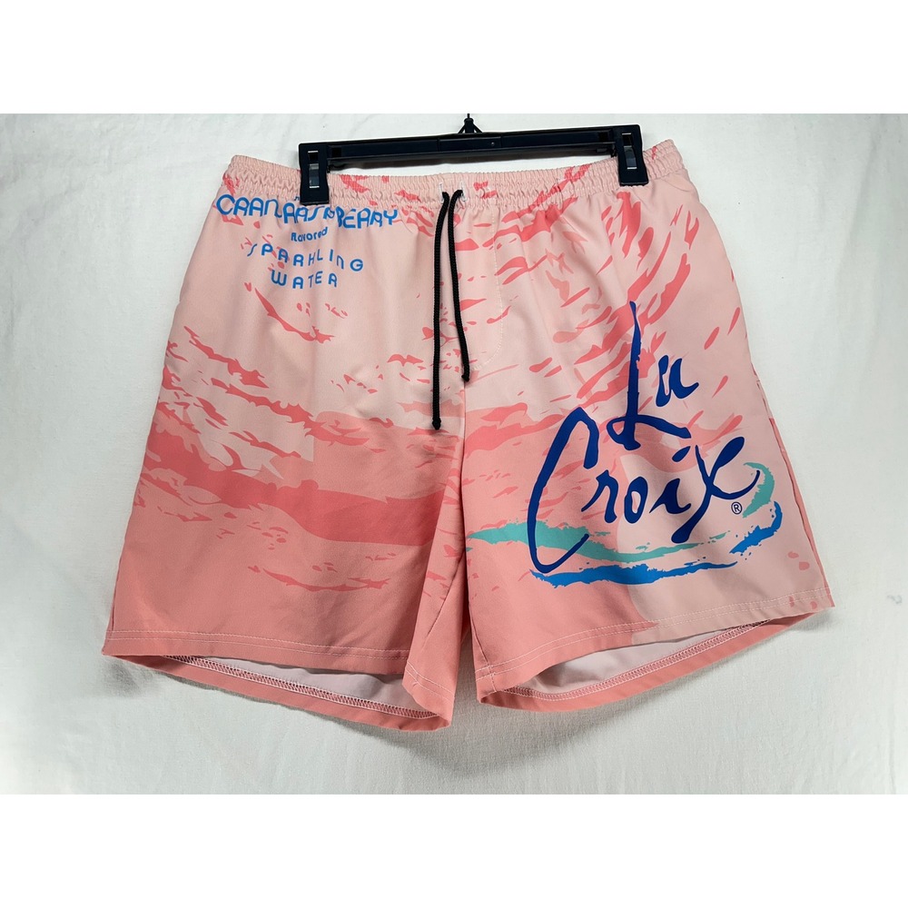 La Croix Cran-Raspberry Pink Swim Trunks Mens Size 36 Graphic Board Shorts